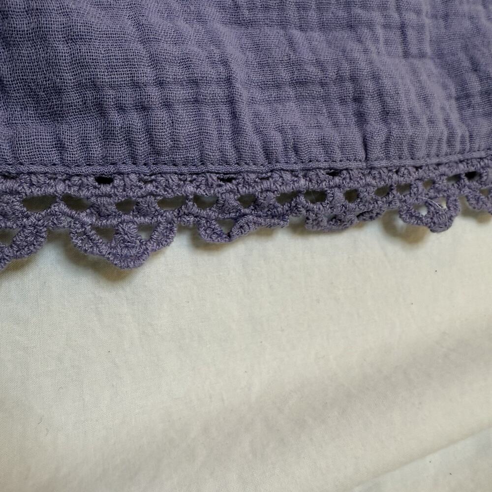 Democracy Top 3X Gauze Blouse Boho Purple Crocheted Cottagecore‎ Peasant Fairy - Picture 3 of 10